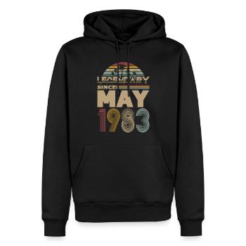40e anniversaire né en mai 1983 légendaire 1983 - Sweat à capuche Premium bio Homme - noir - Devant - Nico (187cm)