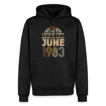 40e anniversaire Né en juin 1983 Légendaire 1983 - Sweat à capuche Premium bio Homme - noir - Devant - Nico (187cm)