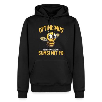 Optimismus heißt umgekehrt Sumsi Mit Po - Männer Premium Bio Hoodie - Schwarz - Vorne - Nico (187cm)