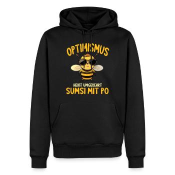 Optimismus heißt umgekehrt Sumsi Mit Po - Männer Premium Bio Hoodie - Schwarz - Vorne - Nico (187cm)