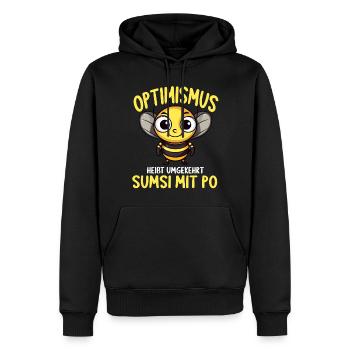 Optimismus heißt umgekehrt Sumsi Mit Po - Männer Premium Bio Hoodie - Schwarz - Vorne - Nico (187cm)