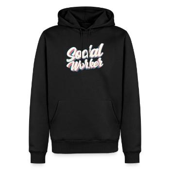 Travailleur social Travailleur social Profession de travailleur social - Sweat à capuche Premium bio Homme - noir - Devant - Nico (187cm)