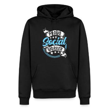 Fier travailleur social Formation Travailleur social - Sweat à capuche Premium bio Homme - noir - Devant - Nico (187cm)