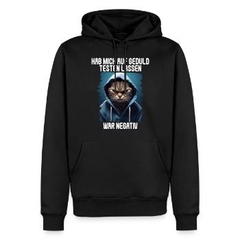 Hab mich auf Geduld testen lassen war bin negativ - Männer Premium Bio Hoodie - Schwarz - Vorne - Nico (187cm)