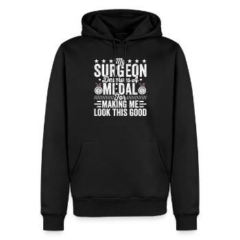 Plastic surgeon deserves medal - Men’s Premium Organic Hoodie - black - Front - Nico (187cm)