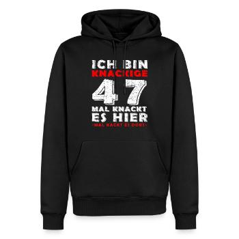 47. Geburtstag Mann Jahrgang 47 Jahre alt Spruch - Männer Premium Bio Hoodie - Schwarz - Vorne - Nico (187cm)