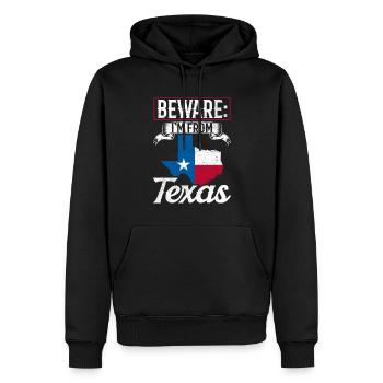 Achtung: Ich Komme Aus Texas Texanisch Texaner - Männer Premium Bio Hoodie - Schwarz - Vorne - Nico (187cm)