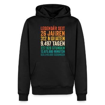26 Jahre Sechsundzwanzigster Geburtstag - Männer Premium Bio Hoodie - Schwarz - Vorne - Nico (187cm)