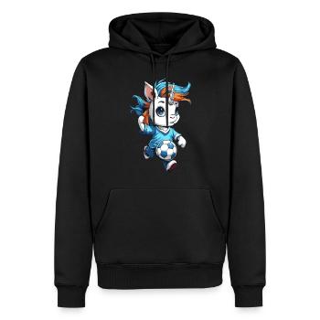 « Spitzen Kicker » - drôle de licorne de football - Sweat à capuche Premium bio Homme - noir - Devant - Nico (187cm)