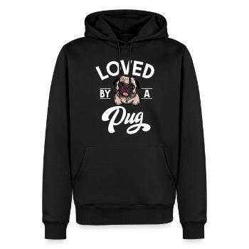Pug Gifts for Pug Lovers - Men’s Premium Organic Hoodie - black - Front - Nico (187cm)