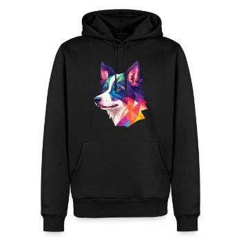 Border Collie Polygonen Hunde Kunst Collie Hund - Männer Premium Bio Hoodie - Schwarz - Vorne - Nico (187cm)