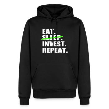 Eat Sleep Invest Repeat - Bourse Day Trading - Sweat à capuche Premium bio Homme - noir - Devant - Nico (187cm)