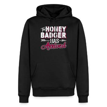 Honey Badger The Honey Badger Has Arrived - Men’s Premium Organic Hoodie - black - Front - Nico (187cm)
