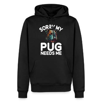 Pug Gifts for Pug Lovers - Men’s Premium Organic Hoodie - black - Front - Nico (187cm)