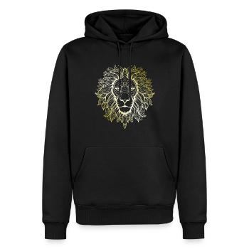 Löwe Mandala gold - Männer Premium Bio Hoodie - Schwarz - Vorne - Nico (187cm)