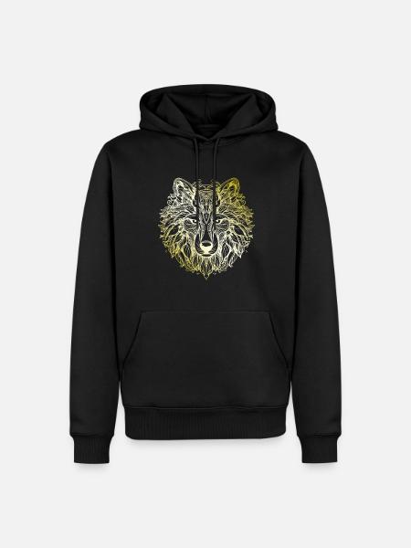 Wolf Mandala gold - Men’s Premium Organic Hoodie - black