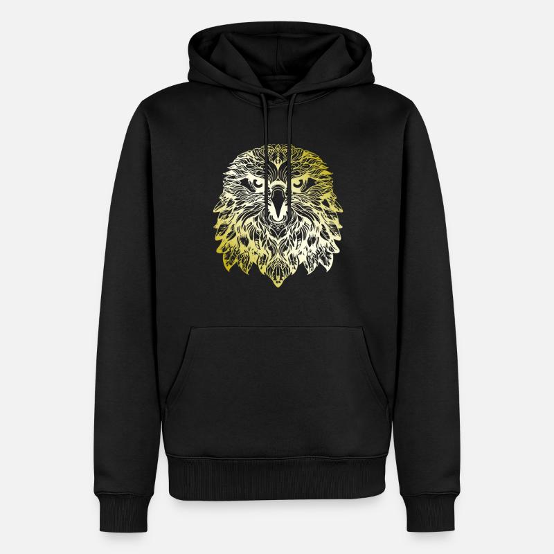 Adler Mandala gold - Männer Premium Bio Hoodie - Schwarz