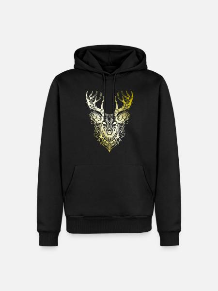 Deer Mandala gold - Men’s Premium Organic Hoodie - black