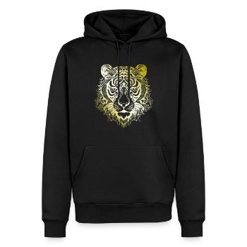 Tiger Mandala gold - Männer Premium Bio Hoodie - Schwarz - Vorne - Nico (187cm)