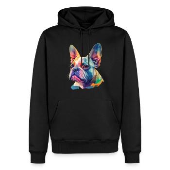 Französische Bulldogge Hund lustige Hunde Kunst - Männer Premium Bio Hoodie - Schwarz - Vorne - Nico (187cm)