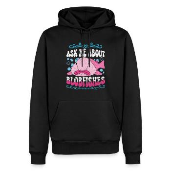 Blobfisch Posez-moi des questions sur les blobfishes - Sweat à capuche Premium bio Homme - noir - Devant - Nico (187cm)
