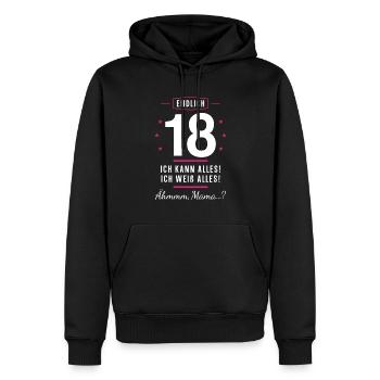 Endlich 18 Geburtstag Ich Kann Alles Ich Weiß - Männer Premium Bio Hoodie - Schwarz - Vorne - Nico (187cm)