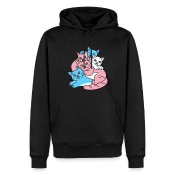Cats Pile Transgender Flag Trans LGBTQ Cat - Men’s Premium Organic Hoodie - black - Front - Nico (187cm)