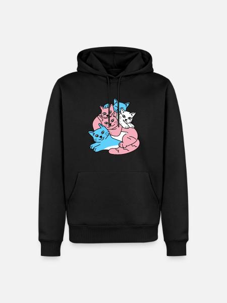 Katzen Haufen Transgender Flagge Trans LGBTQ Katze - Herre Premium økologisk hoodie - sort
