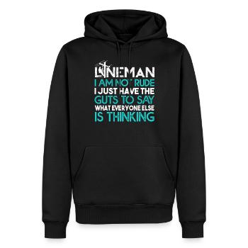 Lineman Lineman I Am Not Rude - Men’s Premium Organic Hoodie - black - Front - Nico (187cm)