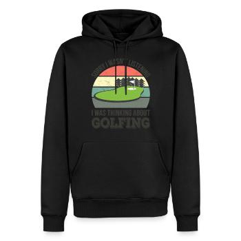 Tut mir leid, dass ich nicht zugehört habe, ich dachte an Golf - Männer Premium Bio Hoodie - Schwarz - Vorne - Nico (187cm)