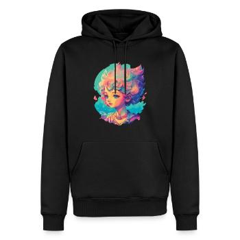Manga Anime Personnage Kawaii Chibi Girl Design - Sweat à capuche Premium bio Homme - noir - Devant - Nico (187cm)