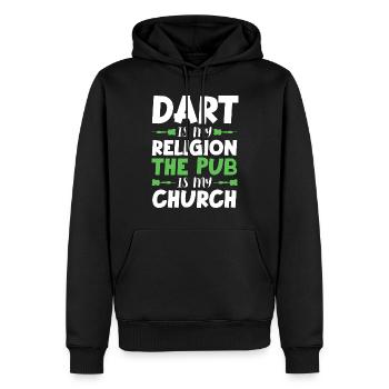 Darts My Religion Pub Church Darts Player - Men’s Premium Organic Hoodie - black - Front - Nico (187cm)