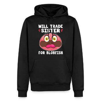 Costume de Blobfish - Visage de poisson Blob laid - - Sweat à capuche Premium bio Homme - noir - Devant - Nico (187cm)