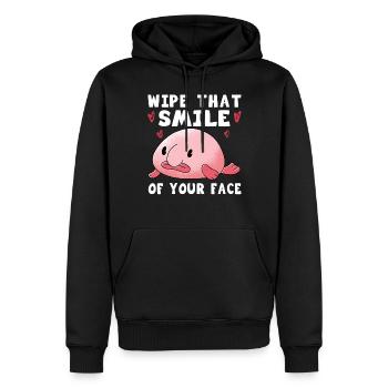 Costume de Blobfish - Visage de poisson Blob laid - - Sweat à capuche Premium bio Homme - noir - Devant - Nico (187cm)