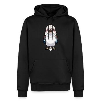 Lachender Hans Vogel Jägerliest Kawaii Emoticon - Männer Premium Bio Hoodie - Schwarz - Vorne - Nico (187cm)