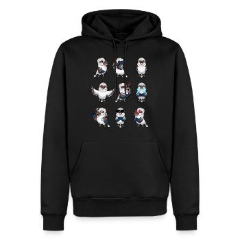 Lachender Hans Vogel Jägerliest Kawaii Emoticon - Männer Premium Bio Hoodie - Schwarz - Vorne - Nico (187cm)
