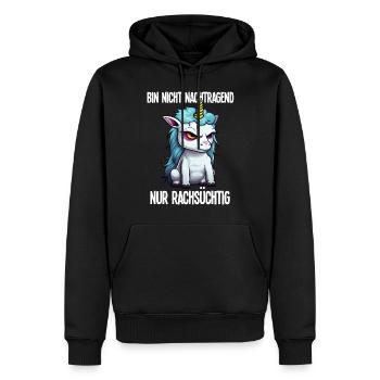 Einhorn Spruch Nicht Nachtragend Nur Rachsüchtig - Männer Premium Bio Hoodie - Schwarz - Vorne - Nico (187cm)