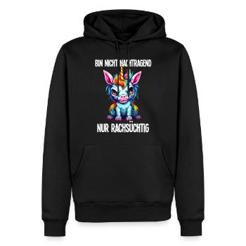 Nicht Nachtragend - Rachsüchtig Buntes Einhorn - Männer Premium Bio Hoodie - Schwarz - Vorne - Nico (187cm)