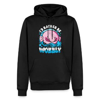 Blobfisch Je préfère être bancal - Sweat à capuche Premium bio Homme - noir - Devant - Nico (187cm)