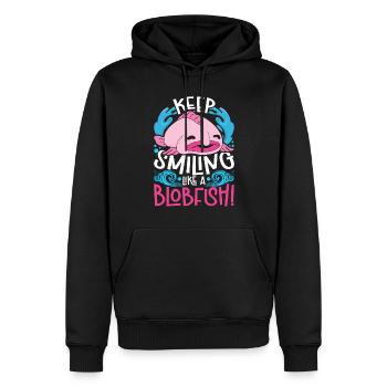 Blobfisch garde le sourire comme un blobfish - Sweat à capuche Premium bio Homme - noir - Devant - Nico (187cm)