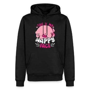 Blobfisch Ceci est mon visage heureux - Sweat à capuche Premium bio Homme - noir - Devant - Nico (187cm)