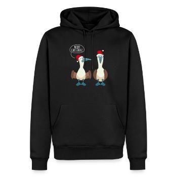 Merry Christmas Blue-footed - Men’s Premium Organic Hoodie - black - Front - Nico (187cm)