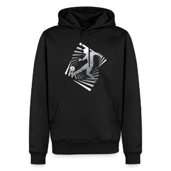 Soccer Plaer Kick Ball avec tourbillons - Sweat à capuche Premium bio Homme - noir - Devant - Nico (187cm)