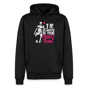 Football Je serai toujours ton plus grand fan - Sweat à capuche Premium bio Homme - noir - Devant - Nico (187cm)