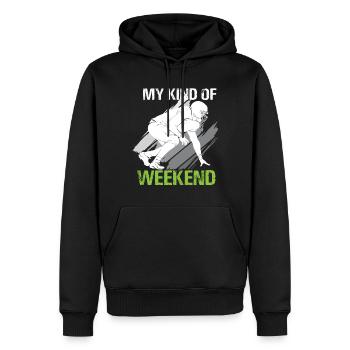 Football Mon genre de footballeur de week-end - Sweat à capuche Premium bio Homme - noir - Devant - Nico (187cm)
