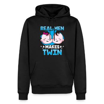 De vrais hommes font de l’humour aux jumeaux Gémeaux - Sweat à capuche Premium bio Homme - noir - Devant - Nico (187cm)