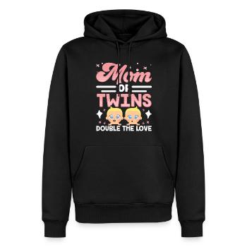 Mère de jumeaux Double Love Twin - Sweat à capuche Premium bio Homme - noir - Devant - Nico (187cm)