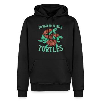 Tortue de mer que je préférerais être - Sweat à capuche Premium bio Homme - noir - Devant - Nico (187cm)