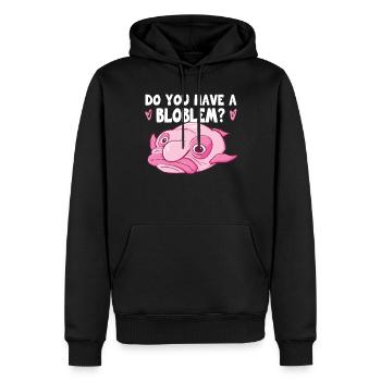 Costume de Blobfish - Visage de poisson Blob laid - - Sweat à capuche Premium bio Homme - noir - Devant - Nico (187cm)