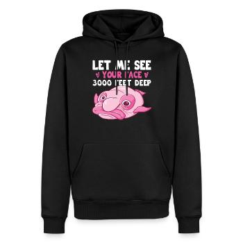 Costume de Blobfish - Visage de poisson Blob laid - - Sweat à capuche Premium bio Homme - noir - Devant - Nico (187cm)